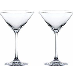 Pair of Nachtmann Vivendi crystal Martini glasses clear 7" tall - stemware bar
